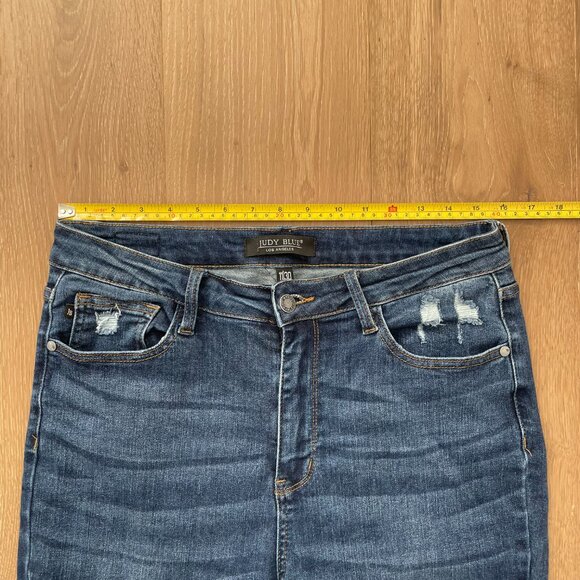 Judy Blue Jeans Women 11/30 Slim Bootcut High Rise Dark Wash Split Hem JB88290-S - Picture 9 of 15